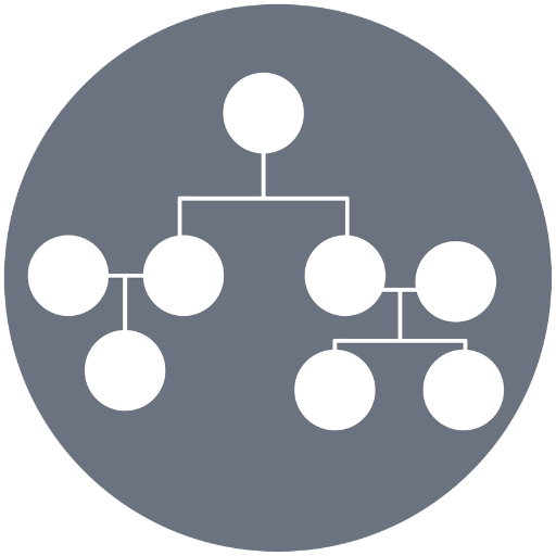 Network diagram icon, connected nodes, as symbol for family tree.