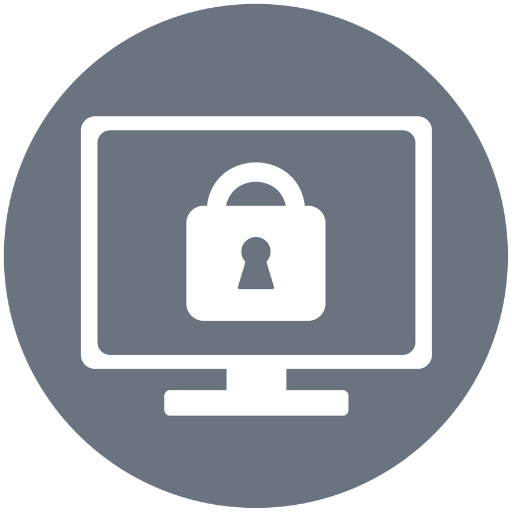 Computer monitor with lock icon.