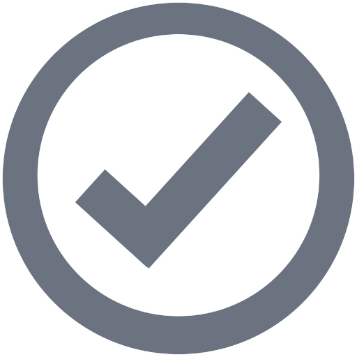 Checkmark icon in a circle.