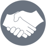 Handshake icon, two hands shaking.