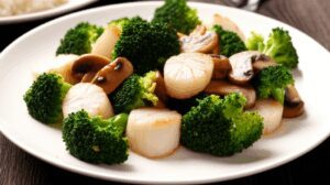 Stir-Fried Scallops with Broccoli and Mushrooms