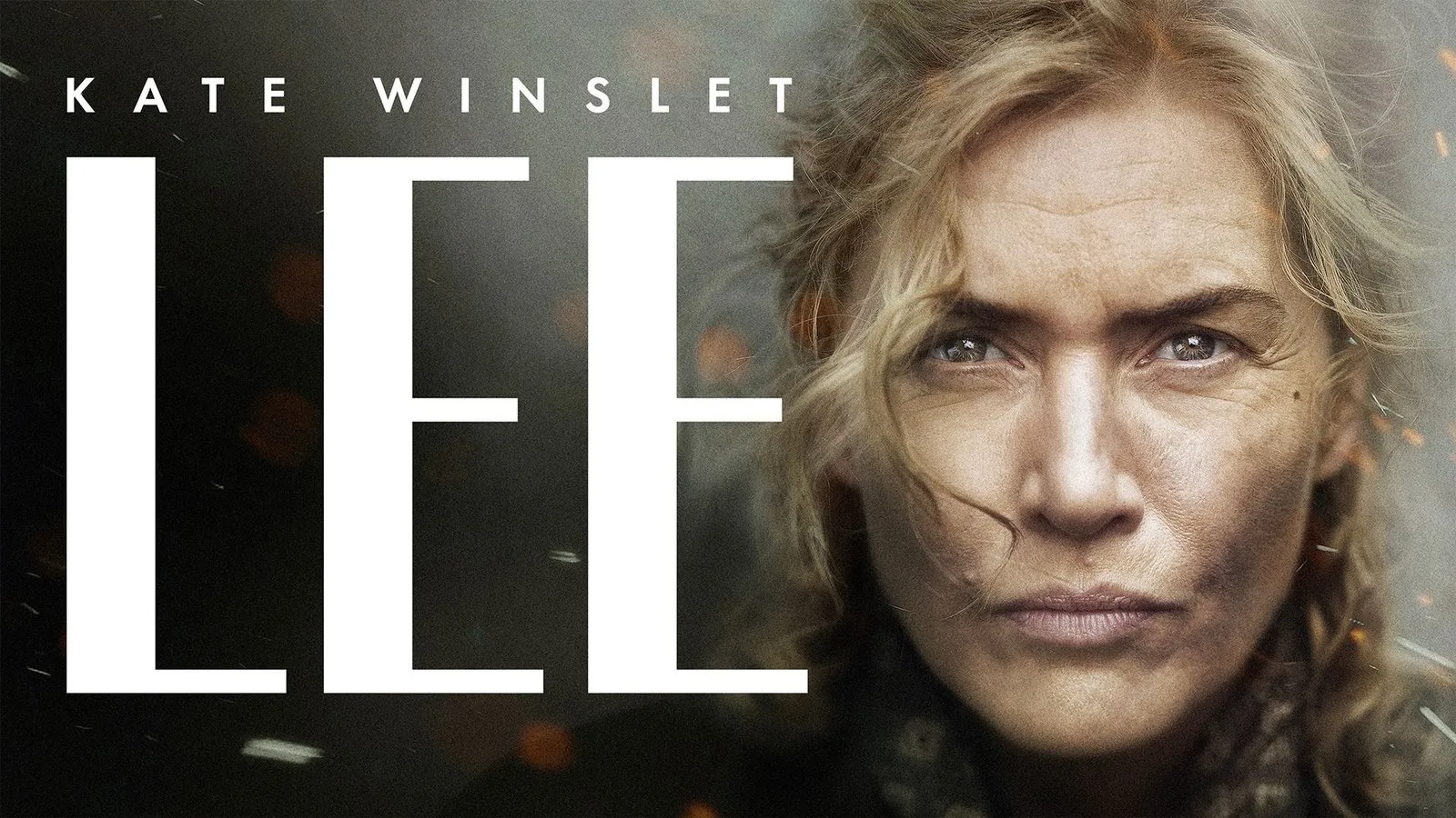 Kate Winslet with a determined, dirt-smudged face, partially covered by the large white 'LEE' title.