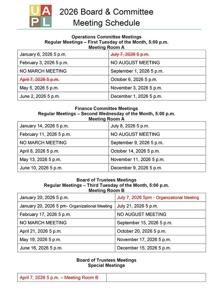 2026 Board Committee Meeting Schedule - 05.19.26